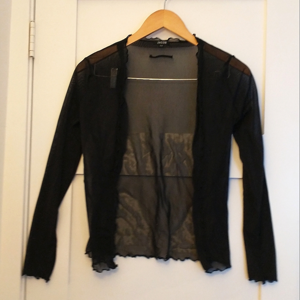Jacob Sheer Black Button-down Cardigan Size M